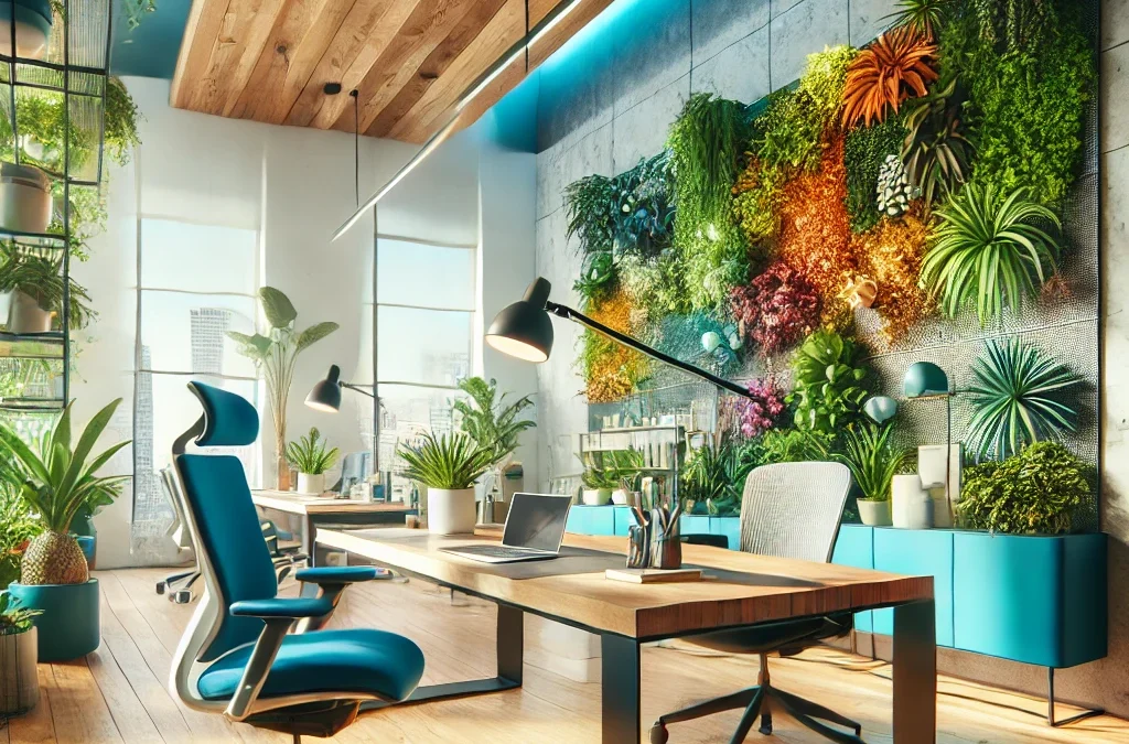 Uso de colores y materiales innovadores en oficinas