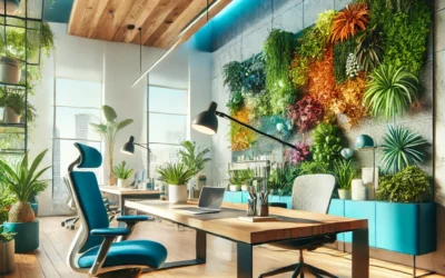 Uso de colores y materiales innovadores en oficinas